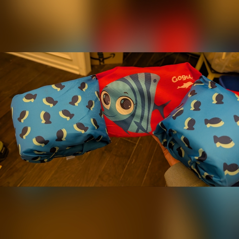 Gogokids Blue and Red Puddle Jumper with Fish Design